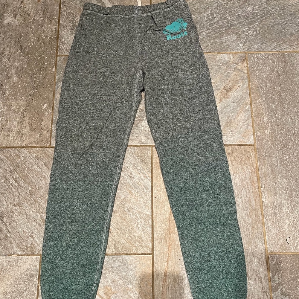 Roots Gray Joggers with Teal Logo